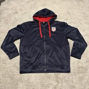 USA Soccer Hoodie Mens Large Blue World Cup USMNT Zip Up Sweatshirt Jacket